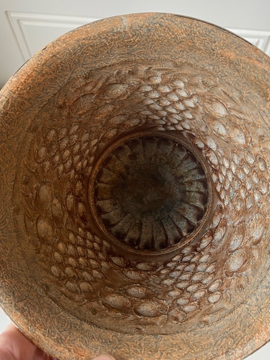 Footed Metal Embossed Urn Pot Vase Châteaucore Cottagecore Parisian Rustic - Picture 4 of 13